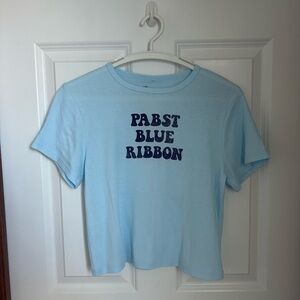 Urban Outfitters Pabst Blue Ribbon Light Blue Logo Baby Tee NWT